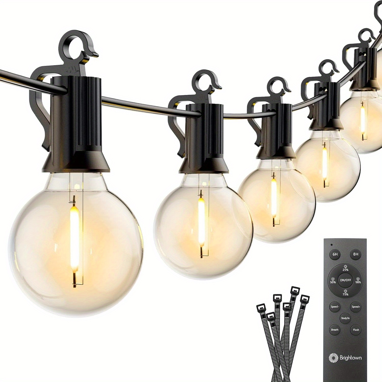 

Brightown String Lights With Remote, 38ft (28+10) Patio Lights, String Lights For Outside With 15 Shatterproof Led Bulbs, Hanging Lights For Porch Balcony