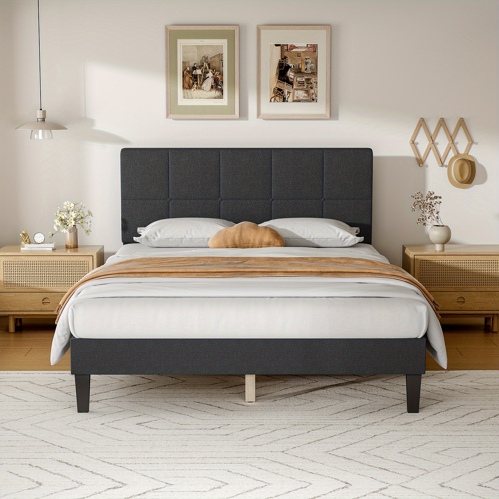 

Puppy Bed Frame With Headboard, No Box Spring Needed, Linen Upholstered Platform Bed Frame With Wood Slats Support, Noise Free, Perfect For A 's Sleep