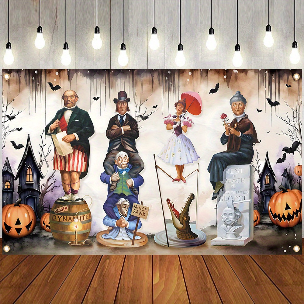 

Halloween Banner Polyester, Haunted House Portrait Horror Photography Backdrop, Thrilling Party Photo Booth Supplies, Home Wall Room Decor, Carnival Theme, Multipurpose Use, Easy-hang Corner Grommets