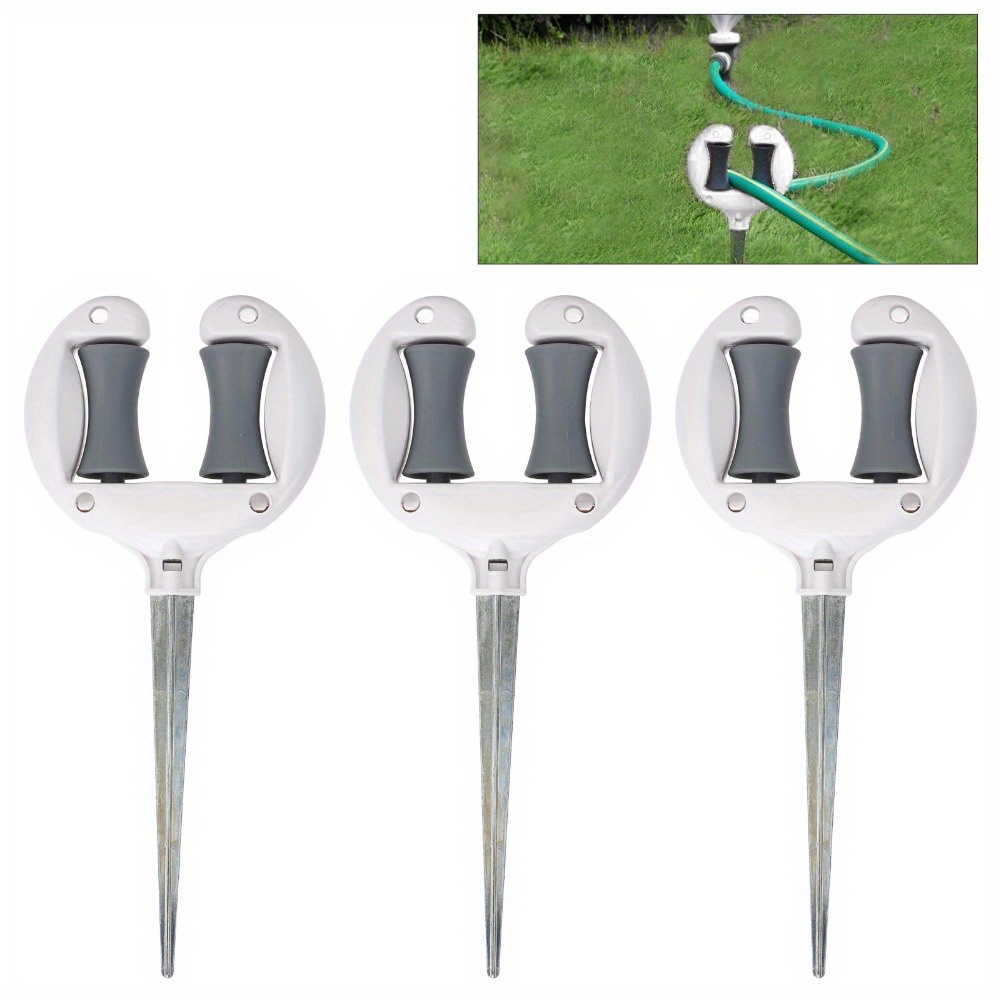 

3-pack Heavy Duty Iron Hose Guides With Rollers, Sturdy Garden Hose Stakes For Yard Protection, Plant Friendly Hose Guard Spikes For Watering, Cleaning & Pet Wash