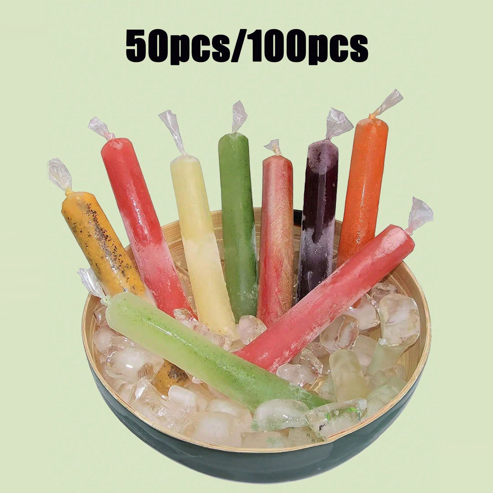 

cool Delights" 100-piece Disposable Ice Pop Bags - Lead-free Plastic, Perfect For Treats, Yogurt & Fruit Popsicles - Kitchen & Dining Essentials