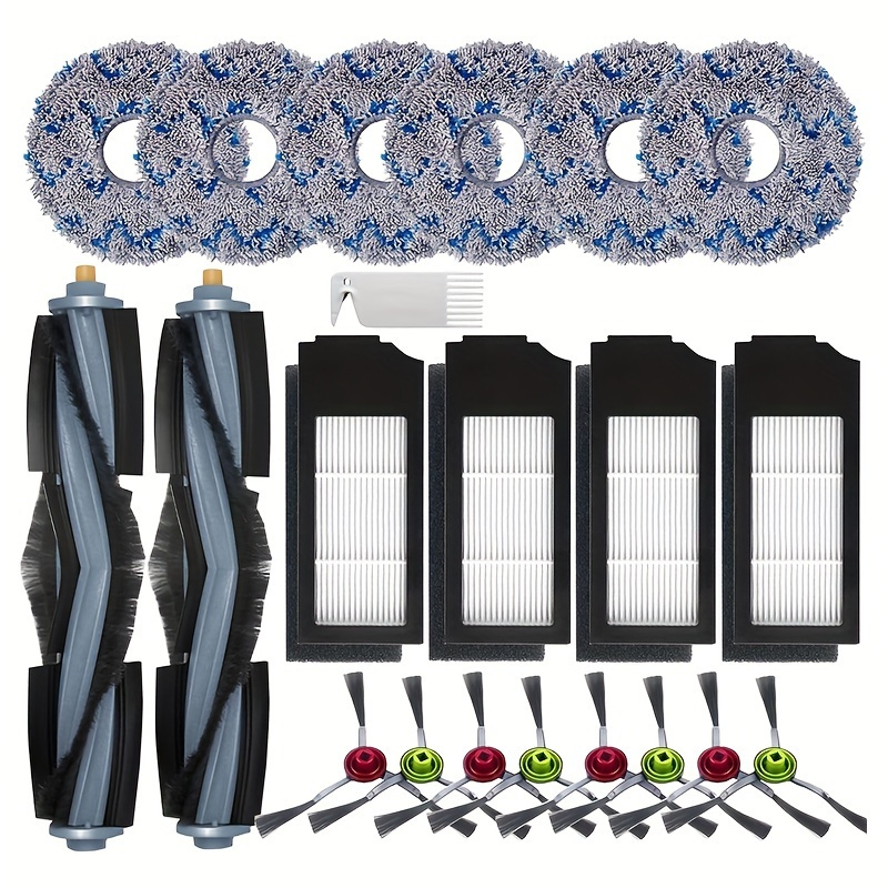 Image of 21pcs Accessories Kit For X1 Omni/ T10 Omni Replacement Parts For X1 Turbo Vacuum Cleaner 2 Main Brush 4 Hepa Filters8 Sidebrushes 6 Mop Pads 1 Tool