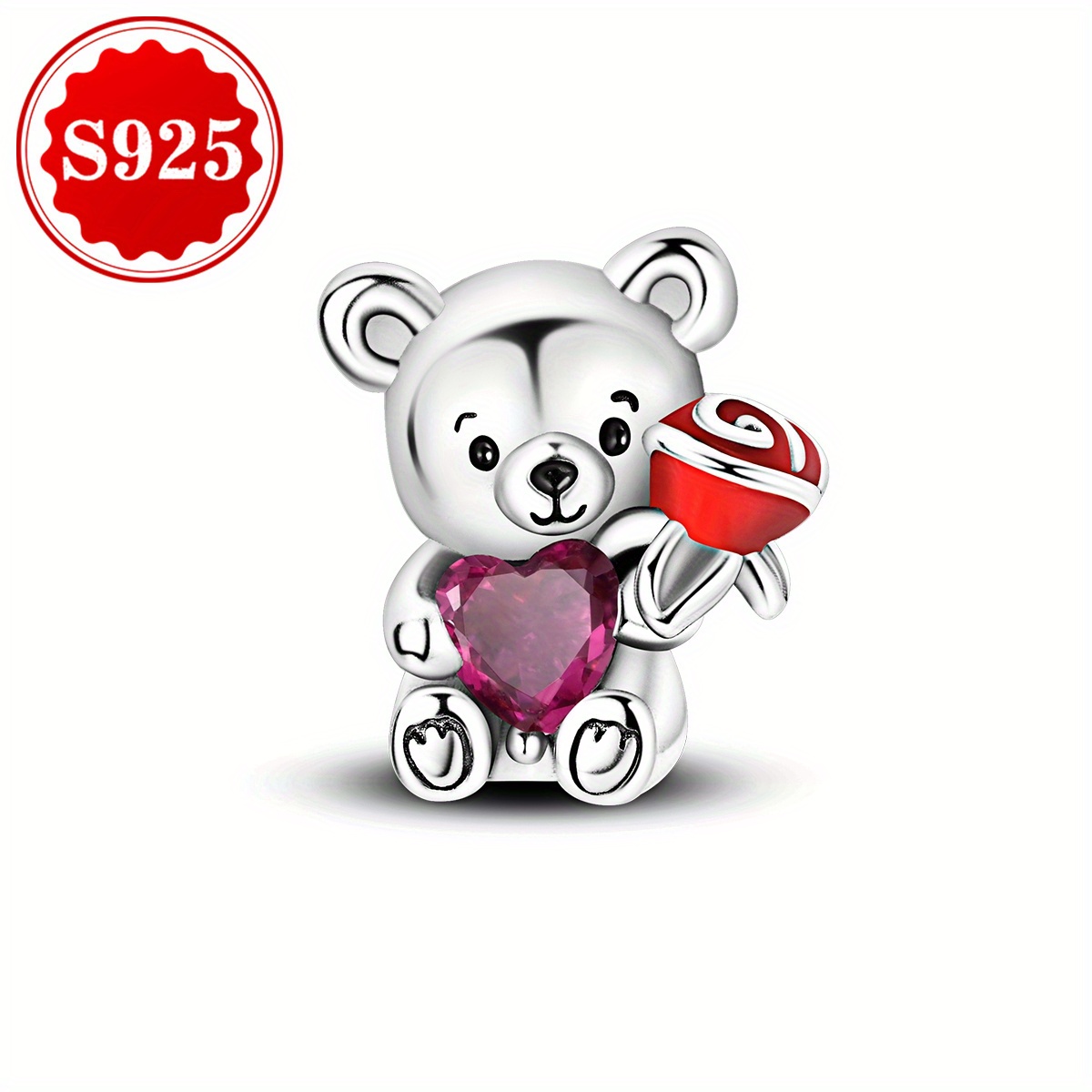 TEMU S925 Sterling Silver Bead Cute Hugging Heart Bead Charm Suitable For Diy Bracelets Necklaces Luxury Fine Jewelry Birthday Gifts For Women