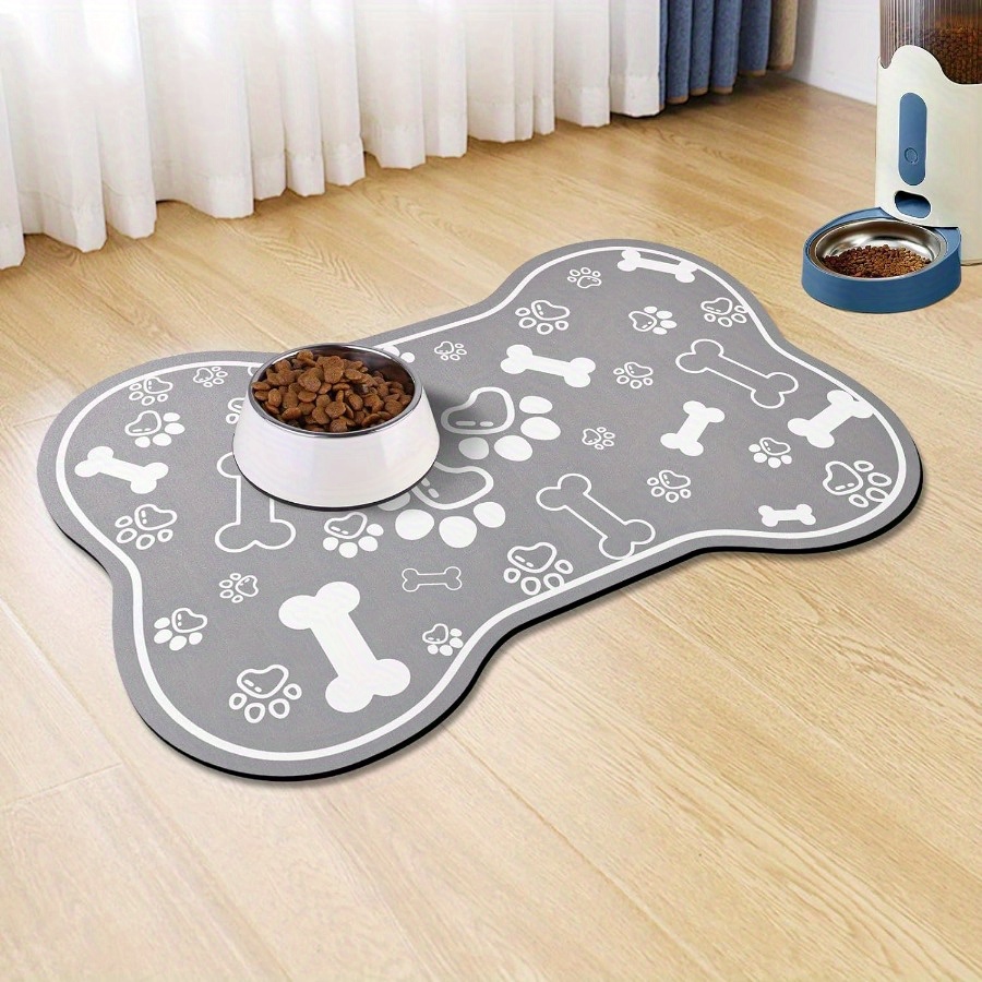 

Bone-shaped Quick-dry Pet Feeding Mat With Non-slip Rubber Backing - Stain-resistant Diatom Mud Dog & Cat Bowl Placemat, Indoor Pet Accessory