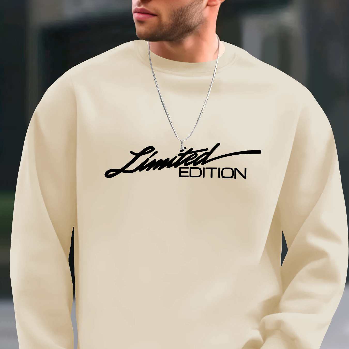 

Limited Edition Black Letters Print Men's Fashion Pullover Round Neck Long Sleeve Sweatshirt Loose Casual Top For Autumn Winter Men's Bottoming Clothing As Gifts Leisure Holiday