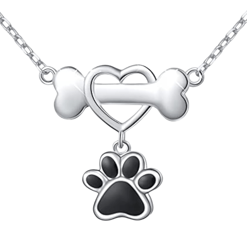 

1pc Fashion Alloy & Paw Print Heart Pendant Necklace For Women, Animal Lover Jewelry Gift For