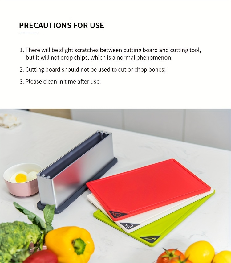 4pcs bpa free cutting board set with storage base dishwasher safe non slip thick plastic chopping boards for meat cheese fruits vegetables kitchen essentials details 11