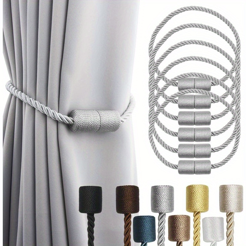 Image of (pack Of 6) Magnetic Curtain Tiebacks - Strong And Elegant Drapery Holdbacks - Modern - Perfect For Home, Office, And Outdoor Use
