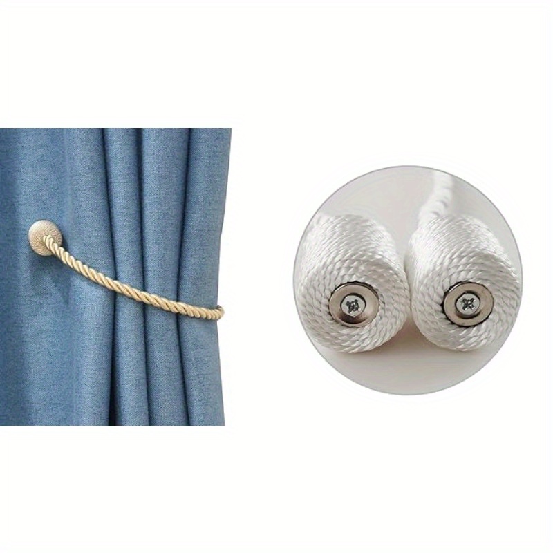 (Pack of 6) Magnetic Curtain Tiebacks - Strong And Elegant Drapery Holdbacks - Modern Rope Design - Perfect for Home, Office, And Outdoor Use