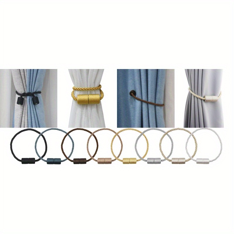 (Pack of 6) Magnetic Curtain Tiebacks - Strong And Elegant Drapery Holdbacks - Modern Rope Design - Perfect for Home, Office, And Outdoor Use