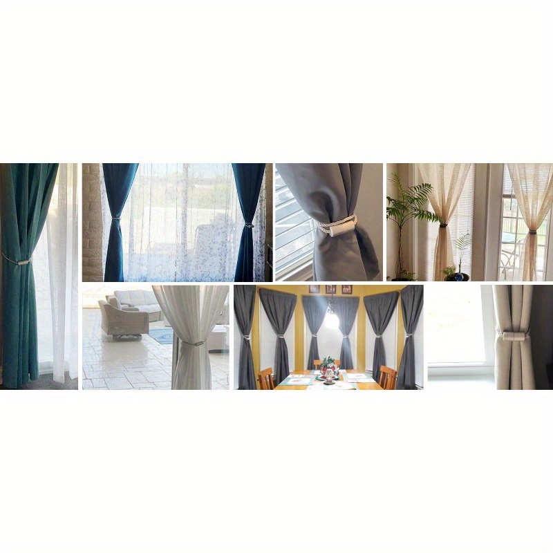 (Pack of 6) Magnetic Curtain Tiebacks - Strong And Elegant Drapery Holdbacks - Modern Rope Design - Perfect for Home, Office, And Outdoor Use