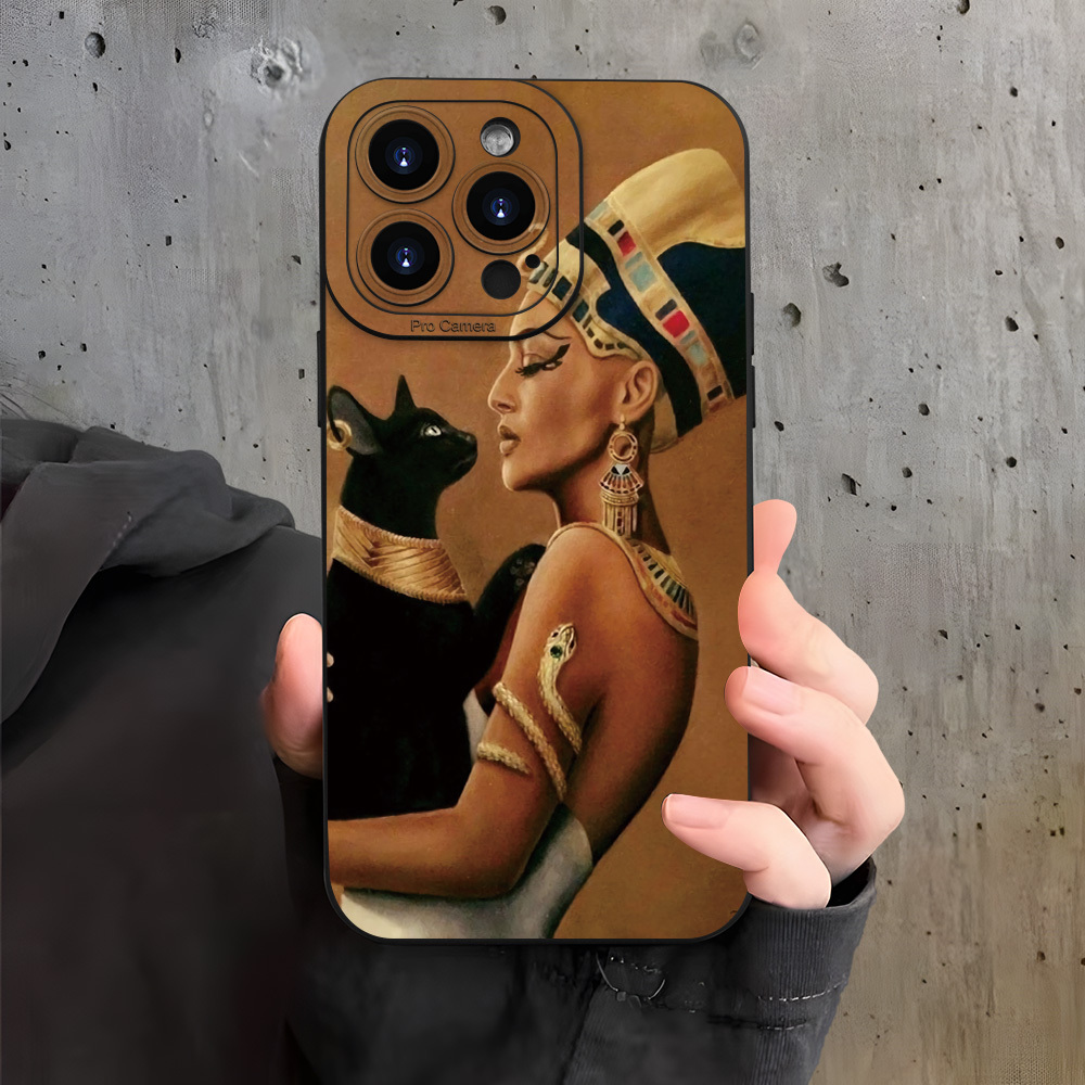 

Ancient Egyptian Queen Angel Eye Frosted Tpu Mobile Phone Case Black For Iphone 15/14/13/12/11 Xs Xr X 7 8 Plus Pro Max