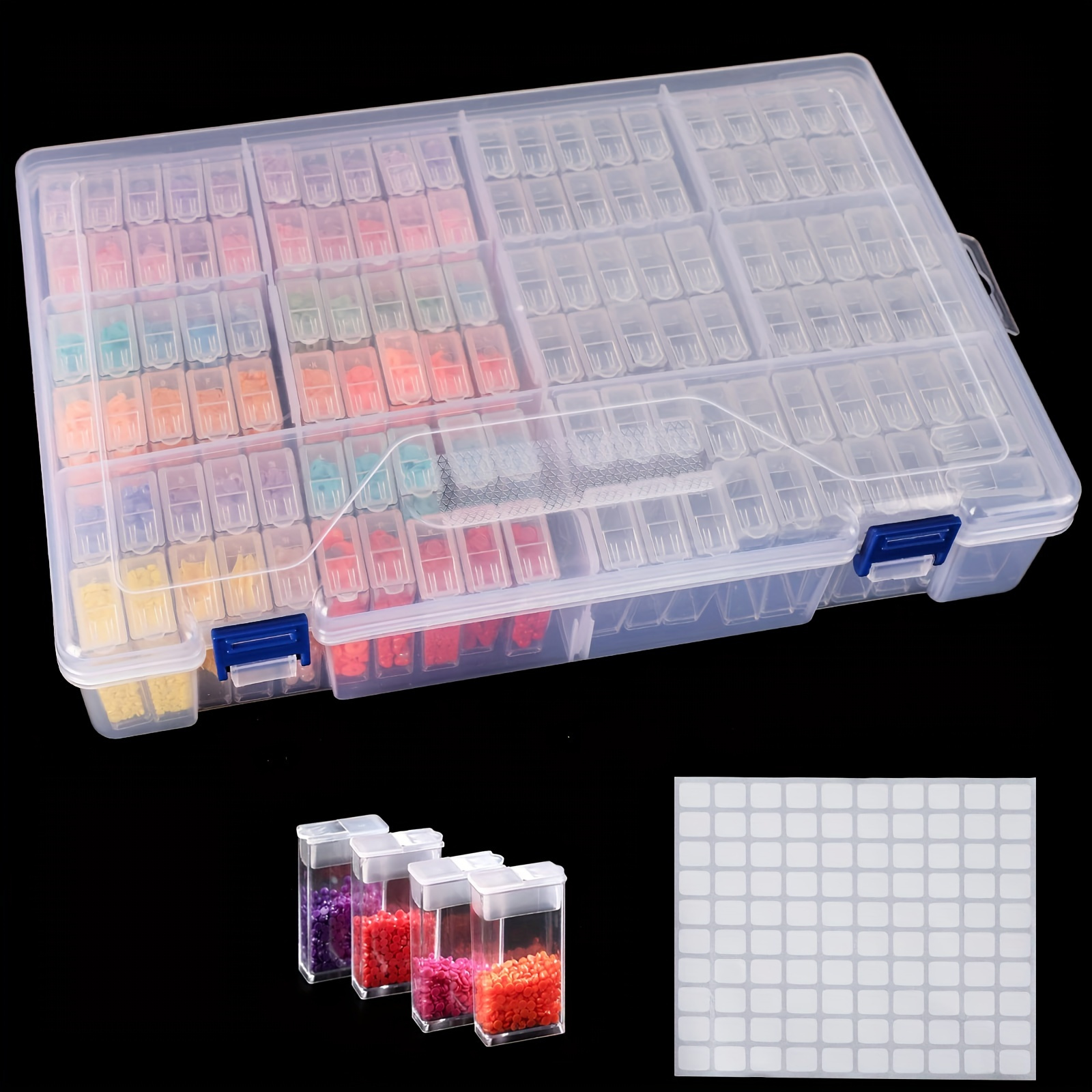 

124-grid Plastic Storage Organizer For 5d Diy Diamond Painting, Embroidery Accessories And Craft Supplies Container With Snap Closure