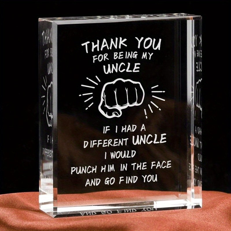 TEMU 2d Flat, 1pc Funny Uncle Gift Suitable For Home, Tabletop Decoration - Humorous Acrylic Uncle Statue Plaque, Rectangular Table Decor For