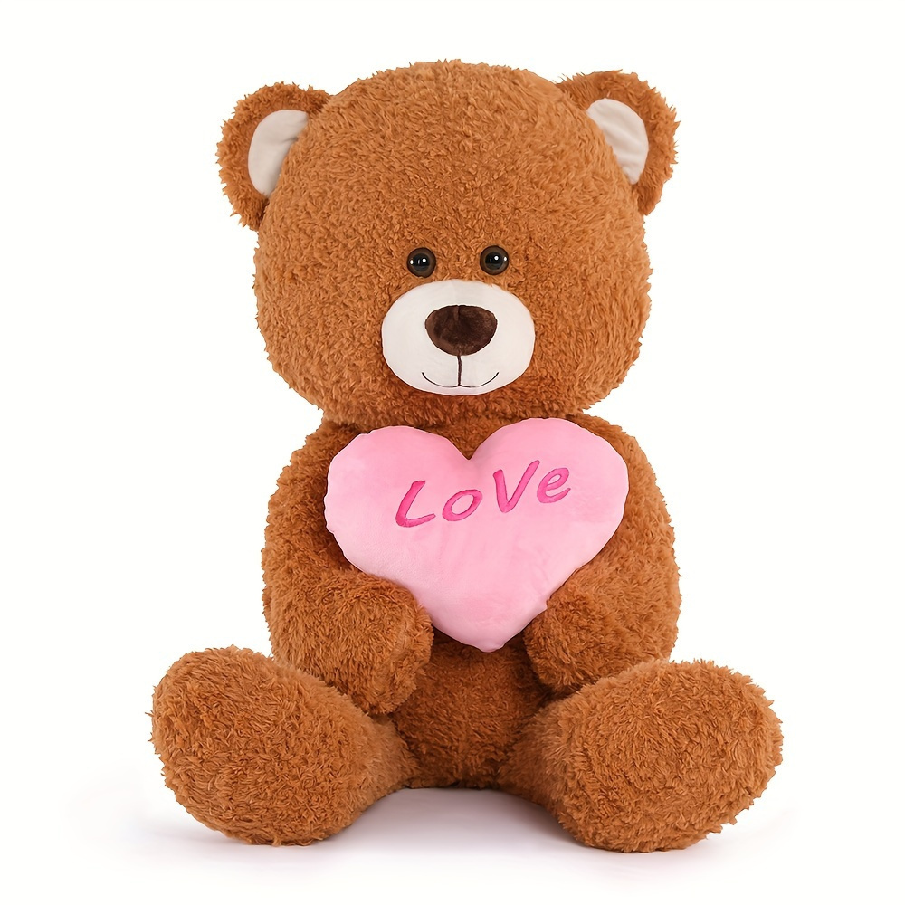 

Giant Teddy Bear 27.6" Stuffed Animal, Big Teddy Bear With Heart, Large Brown Stuffed Bear Plush Toys For Kids, Valentines Bear Gift For Girlfriend Wedding