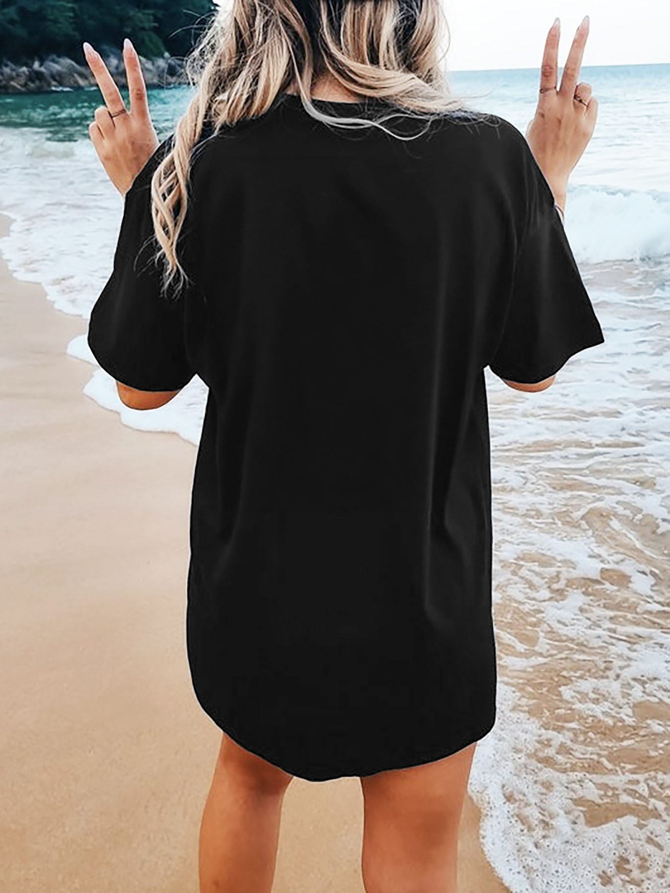 a loose fitting t shirt dress a palm tree print another - Temu Mauritius