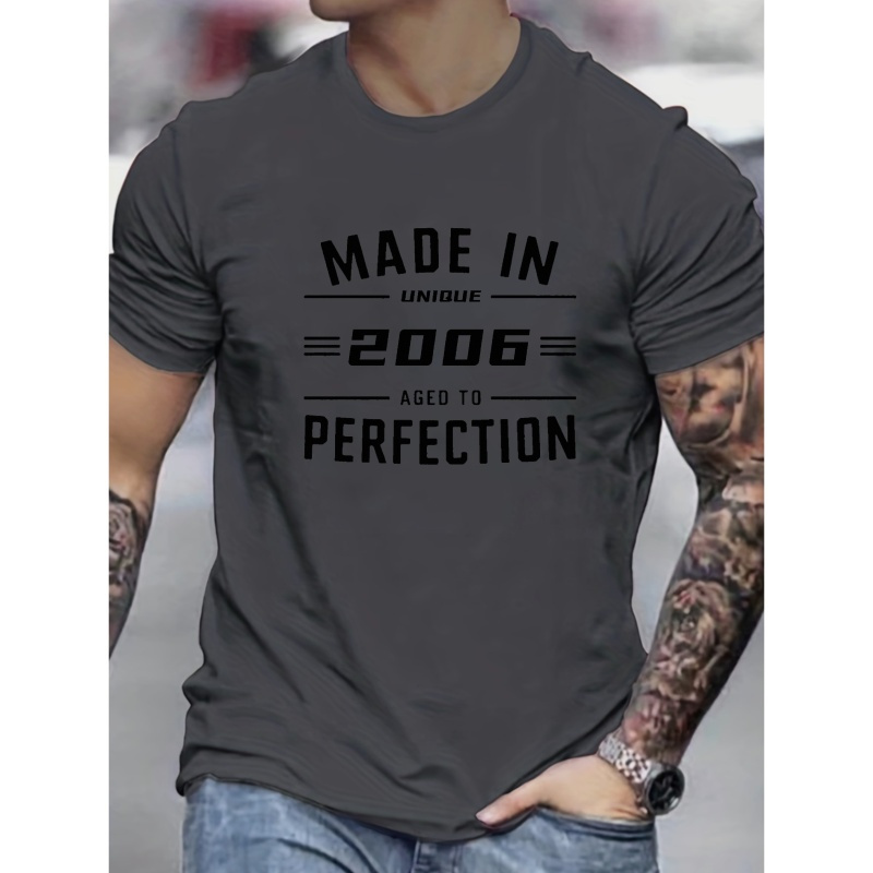 

Men's Casual Versatile Summer T-shirt - Made In 2006 Perfection... Print Short Sleeve Crew Neck Tees As Gift