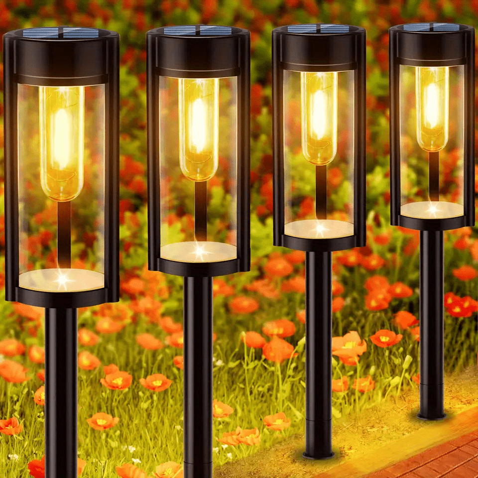 

6 Pack Led Solar Outdoor Lights Pathway Waterproof Lighting Garden Lights Yard, Warm Light