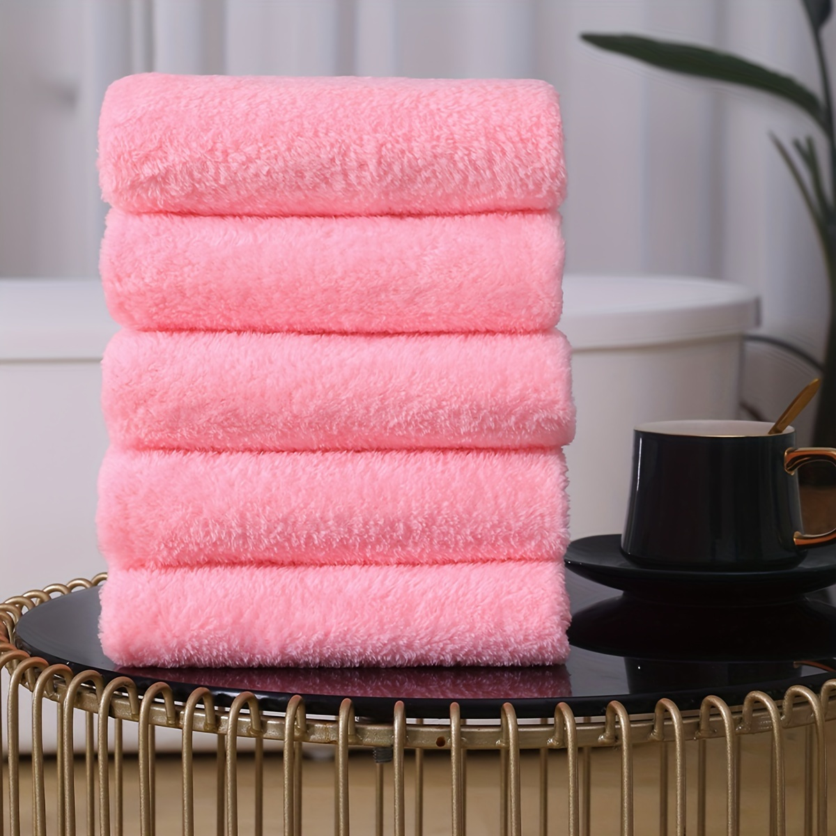 

5pcs Coral Fleece Towels, , Non-shedding Bath Towels, Soft Large Bathroom Spa Shower Gifts, Ideal Birthday/ Day Present For Grandma, Wife, Sister, Quick- Towels