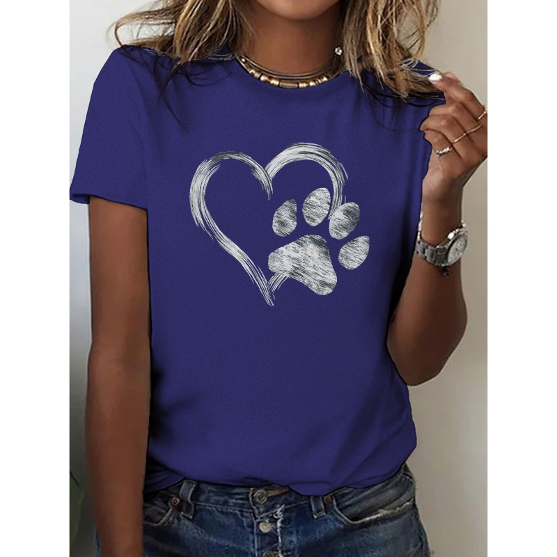 

Heart And Paw Print Pure Cotton Women's Tshirt Comfort Fit