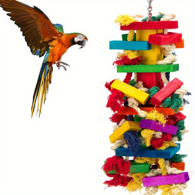 

Medium And Large Bird Chew Toys, Wooden Colorful Toy Bird Supplies For Macaws, African Grey Parrots