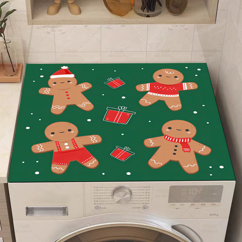 

Festive Christmas Gingerbread Man Printed Kitchen Mat - Durable Polyester Material, Perfect For Drying Dishes, Coffee Mugs, And More - Suitable For Microwave, Fridge, And Washing Machine