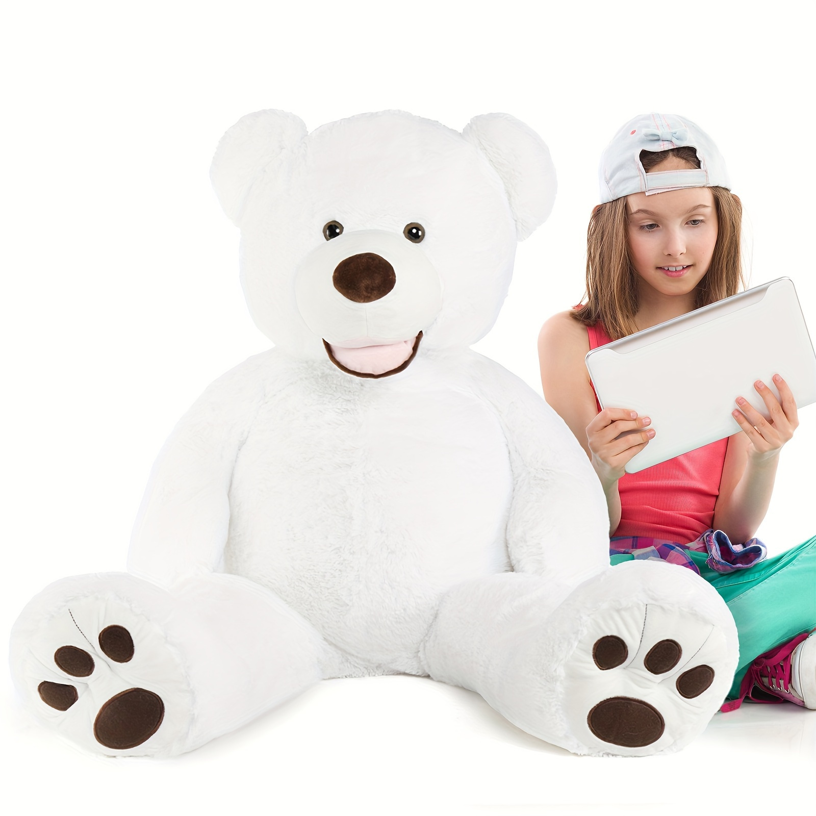 

Giant Teddy Bear 39 Inch Big Teddy Bear Plush Stuffed Animals With Footprints White