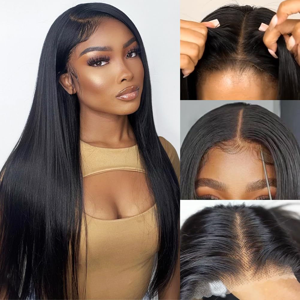 

200% Density Put On And Go Glueless Wigs Human Hair Pre Plucked Pre Cut 3s Install For Beginners 7×5 Hd Transparent Lace Front Wigs Bone Straight 26 Inch Natural Hairline Closure Wigs For