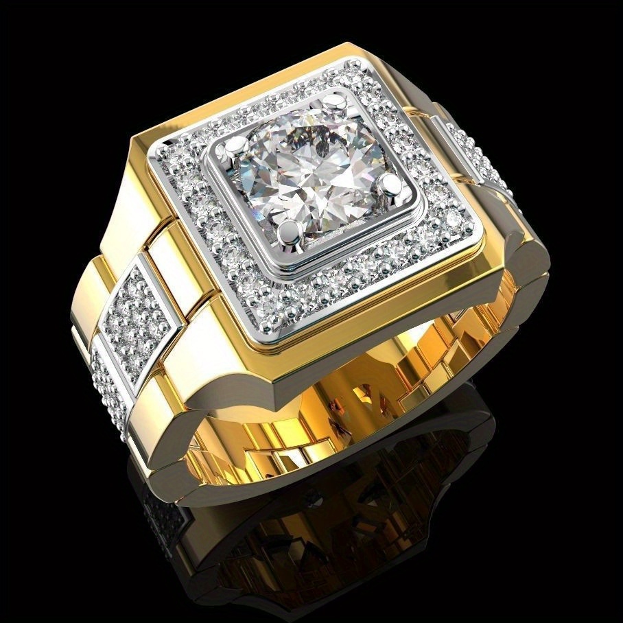 

A New Creative Men's Ring European And Gold-plated-14k Copper Inlay Zircon Sub-gold Domineering Ring