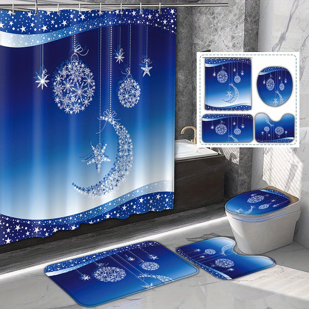 

And Shower Curtain Set , Rug, And U-shaped Mat - Polyester - 12 Included - Suitable For - - Seasonal Bathroom Decor