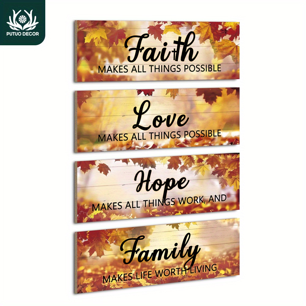 

4pcs Set Of Inspirational Wooden Signs - , & Hope Motivational For & Decor | For Fall & | No Needed | Wood | For & Shops