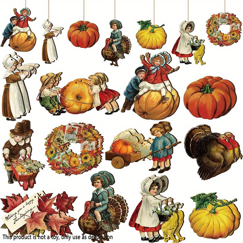 

24 Pcs Thanksgiving Day Sunflower Garland Pumpkin Maple Leaf Wooden Hanging Home Decoration - Tree Decoration Pendants For Garden, Room, Festival, And Party Supplies