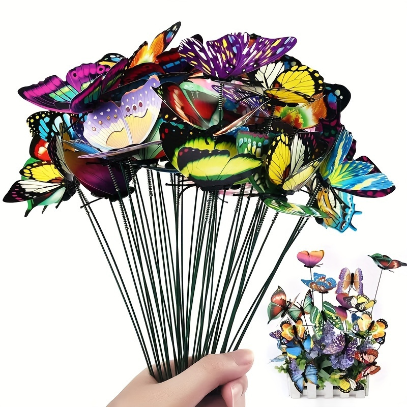 E-shop 16 Stück Leuchtende Schmetterlings-Stäbchen - für die Dekoration im Garten und auf dem Rasen!