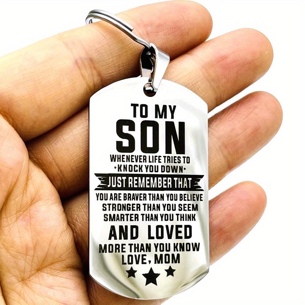 

2pc Keychain Pendant - Steel, - Dad Mom To Son - Bag & Keyring