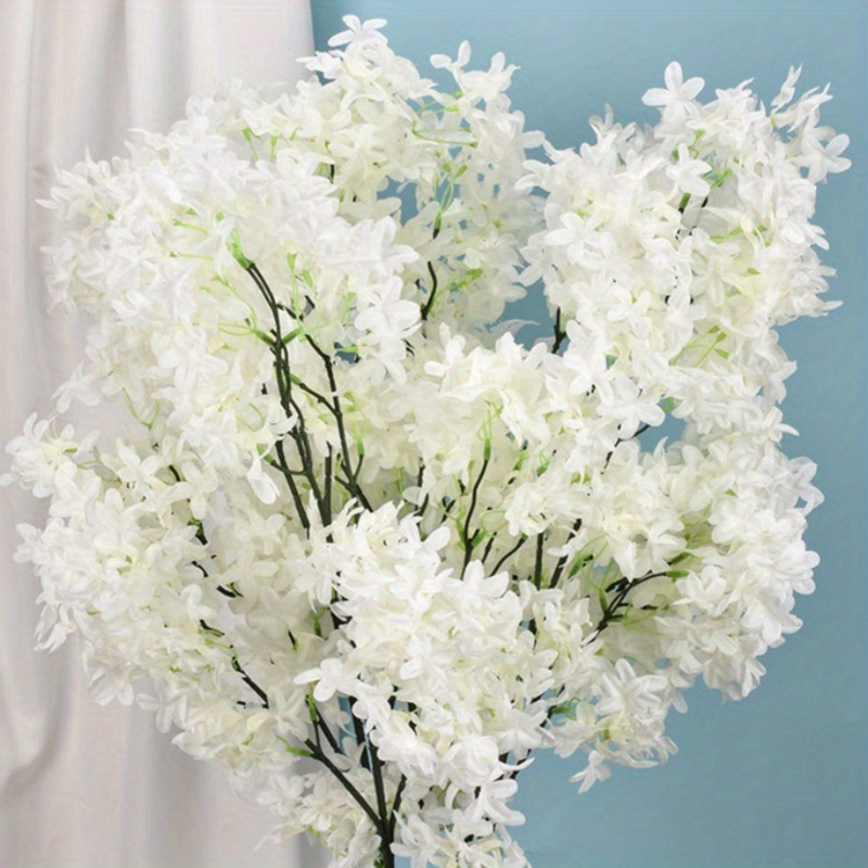 

4pcs Lilacs Artificial Flowers White Lilacs Artificial Flowers, 38.12in Fake Flowers Bulk Silk Flowers With Stems Real Look For Home Garden Wedding Arrangement Decor (white)