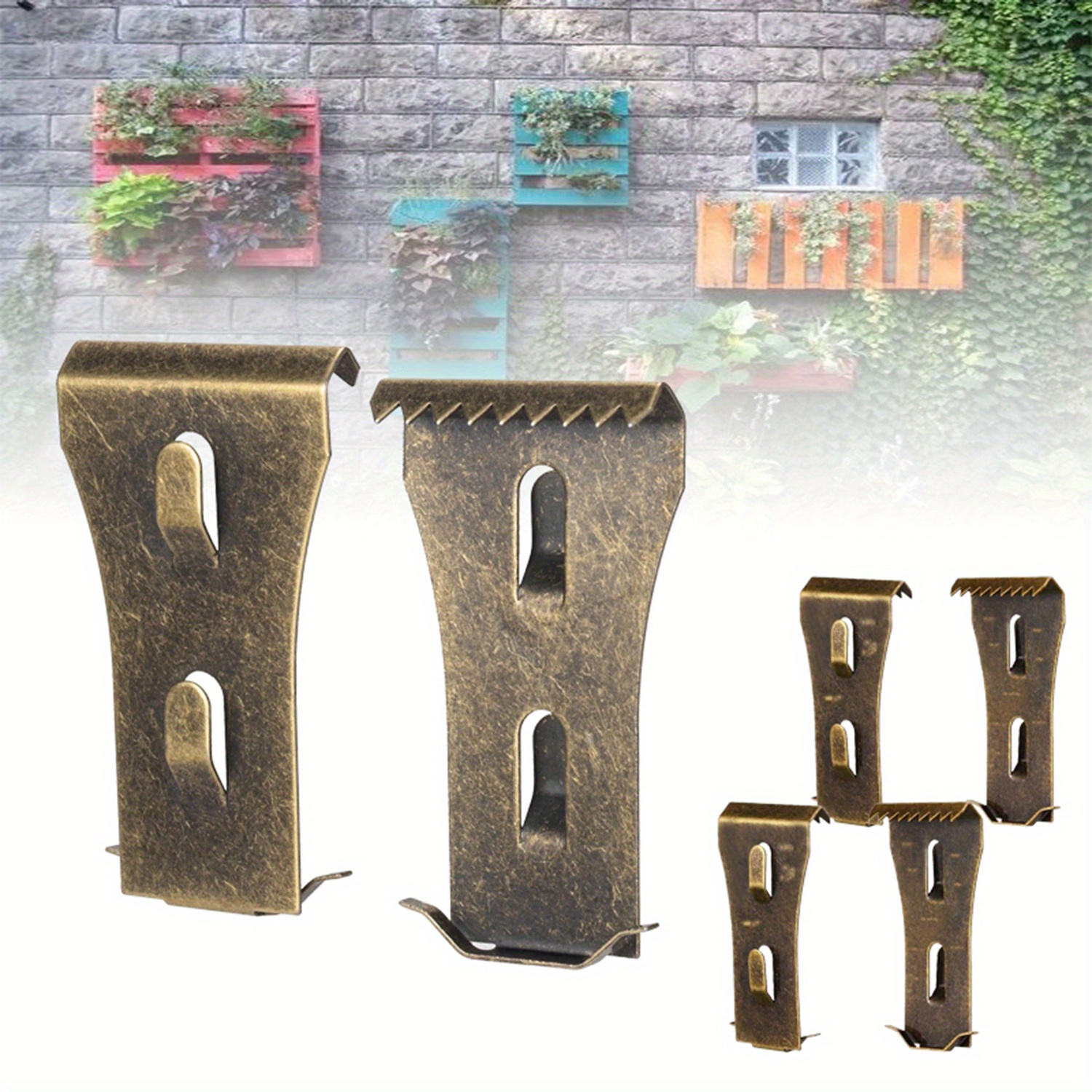 

6-pack Heavy Duty Metal Brick Clips, Rust-resistant Steel Wall Hangers, No-drill Outdoor Brick Hook Clips, Reusable Heavyweight Hanging Supports For 2.25"-2.38" Bricks, Ideal For Outdoor Decorations