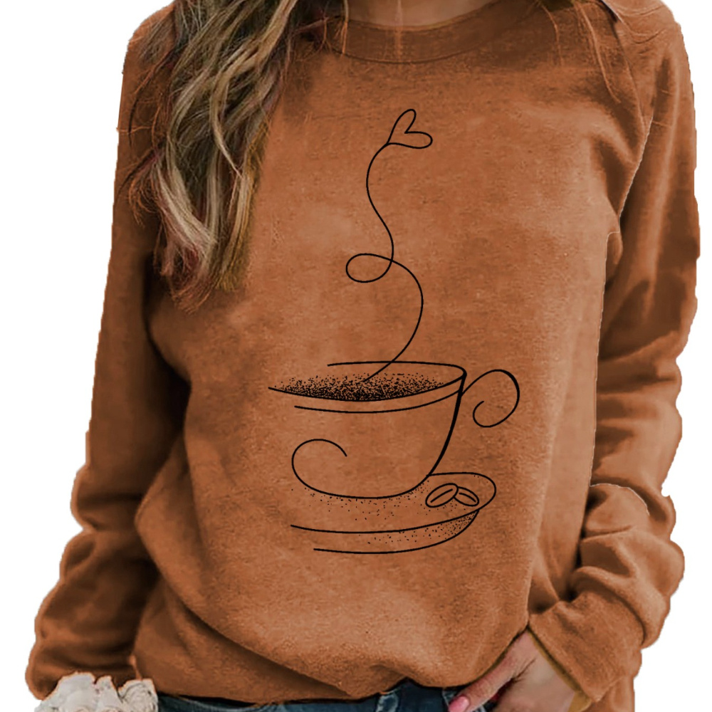 

Sweatshirt, Crew Neck Casual Sweatshirt For Fall & Spring, Women's Clothing