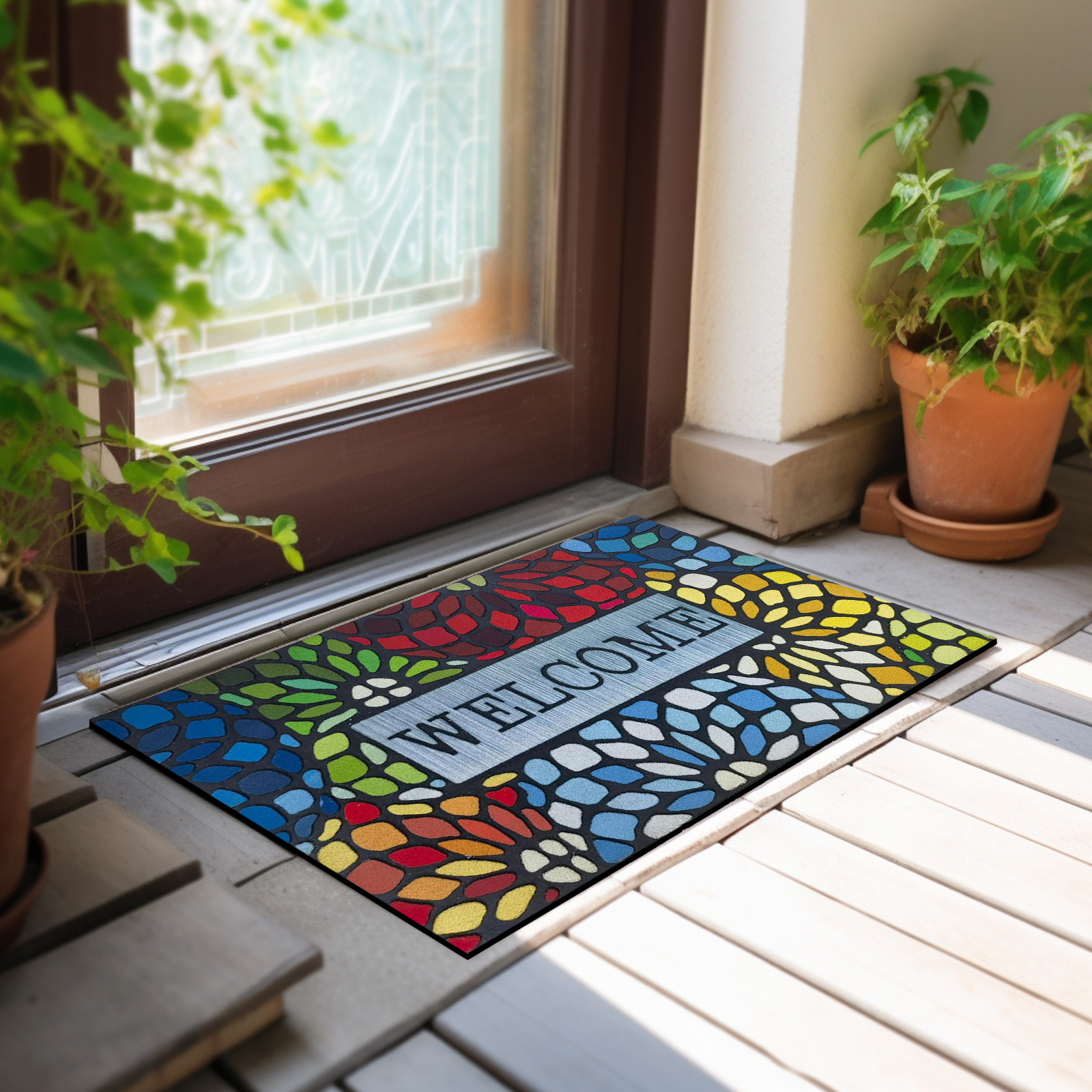 

Welcome Door Mat, 18x 30 Inch Front Door Mat Outdoors For Home Entrance Outdoors Mat For Outside Doormat, Heavy Duty Non Slip Rubber Back Low Profile