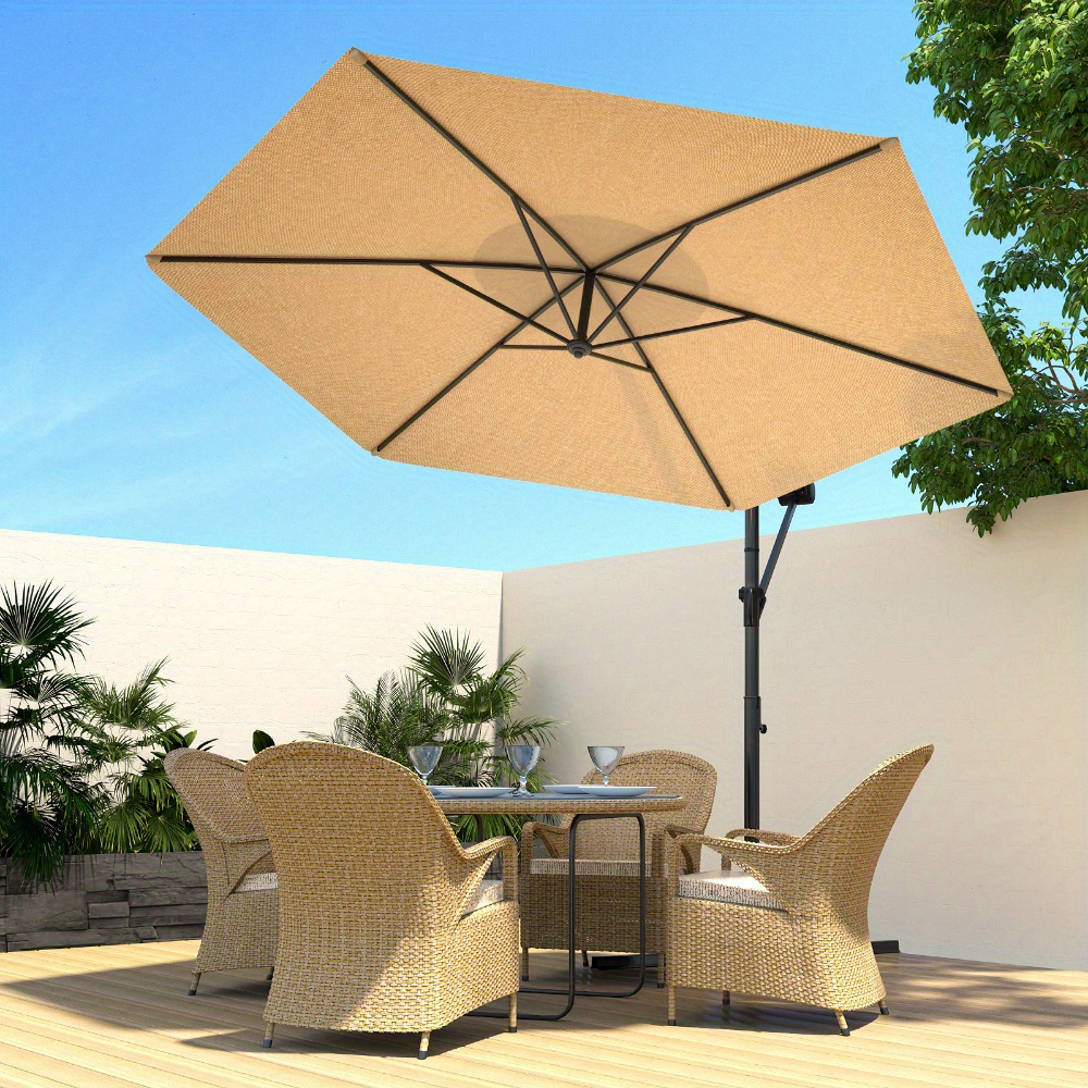 

9ft Patio Umbrella With Tilt Adjustment, Offset Hanging Market Polyester Shade For Backyard, Poolside, And Lawn