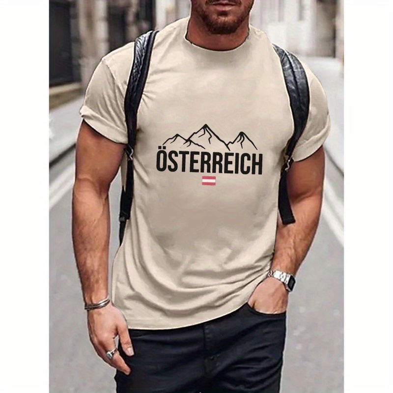 

Austria Country Print Men's Short Sleeve T-shirt, Casual Comfy Crew Neck Tee Tops, Summer Daily Wear