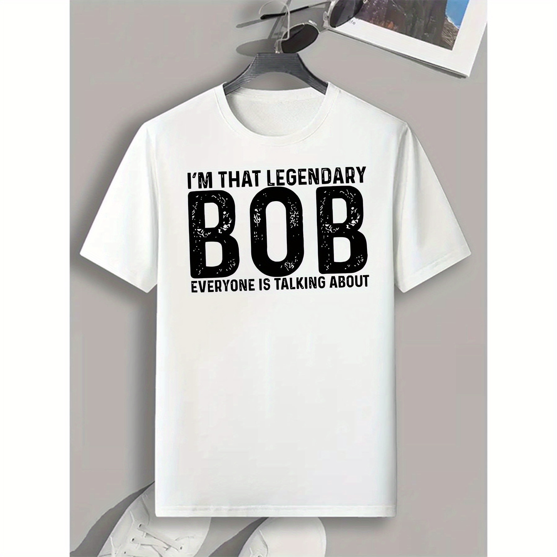 

Bob Letter Print Tee Shirt, Tees For Men, Casual Short Sleeve T-shirt For Summer