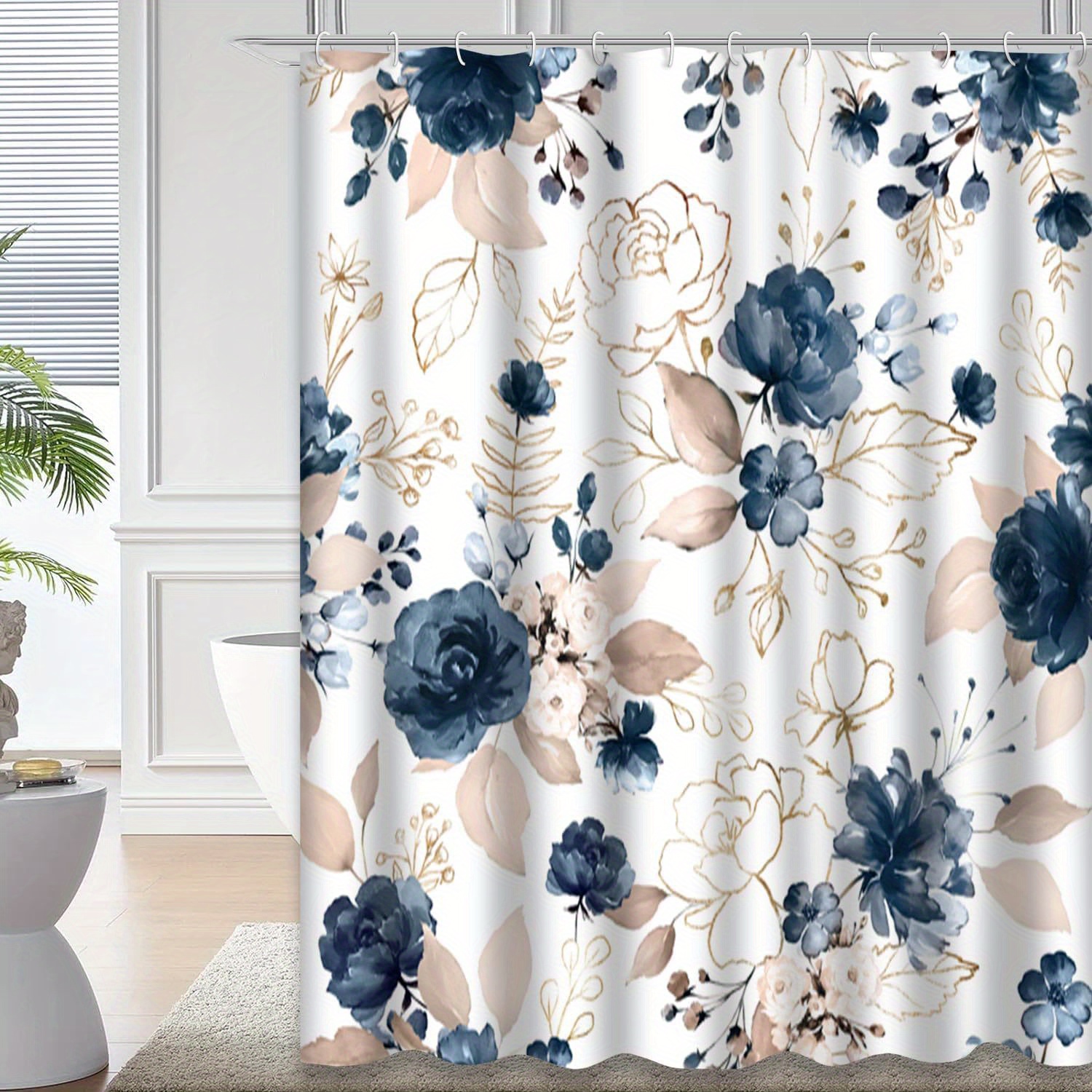 

Shower Curtain Floral Shower Curtain For Bathroom With 12 Hooks Watercolor Garden Flowers Roses Wildflowers Leaves Branches Waterproof Decorative Bathroom Decor 72 X 72 Inch