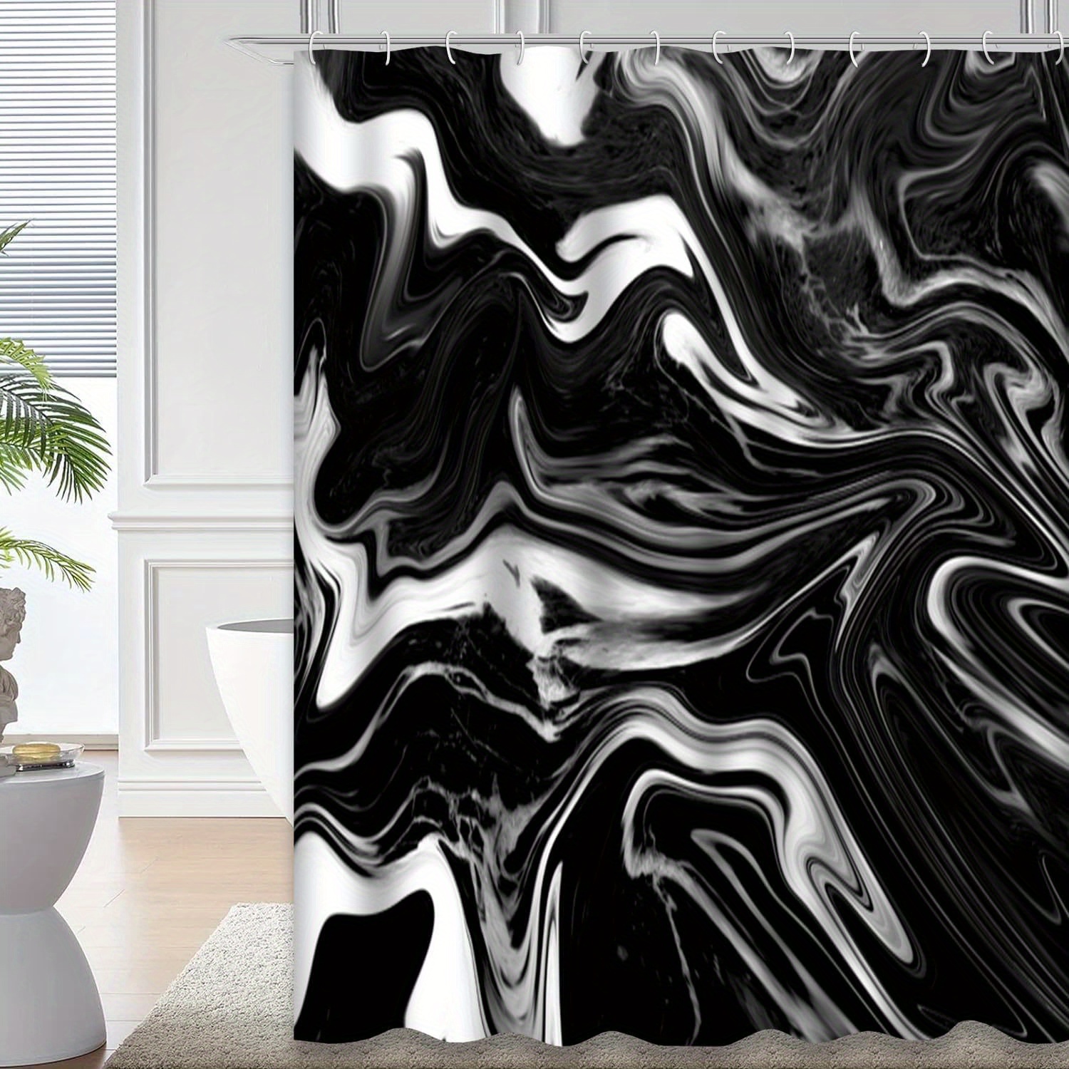 

Shower Curtain Black Shower Curtain For Bathroom With 12 Hooks Marble Acrylic Waves Can Skin Tile Luxurious Color Liquid Luxury Waterproof Decorative Bathroom Decor 72 X 72 Inch