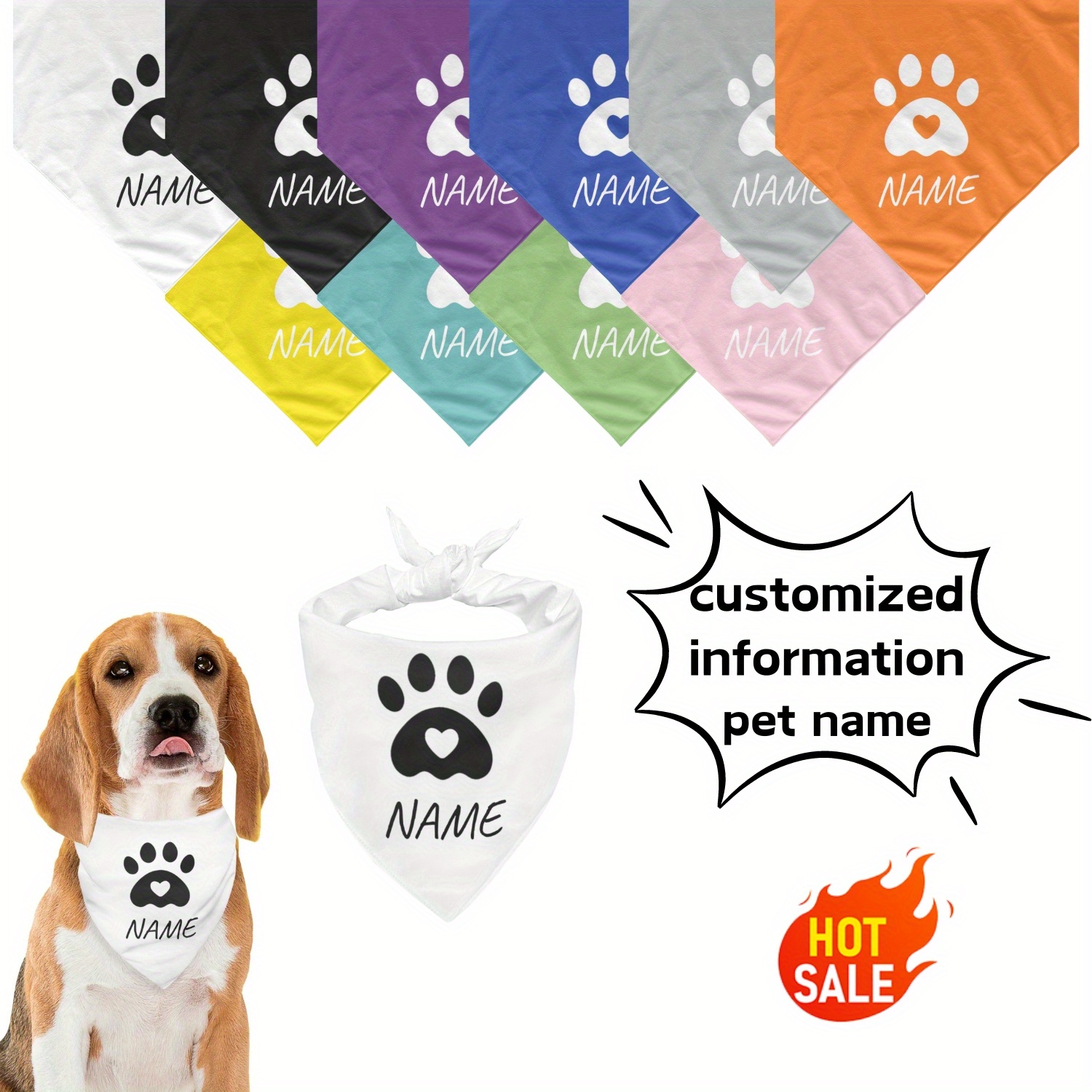 

Custom Text Dog Scarf - Personalized Gift For Dogs, All-season Knit Polyester & Spandex Bandana, Machine Washable, Tie-on Design For Small/medium/large Breeds