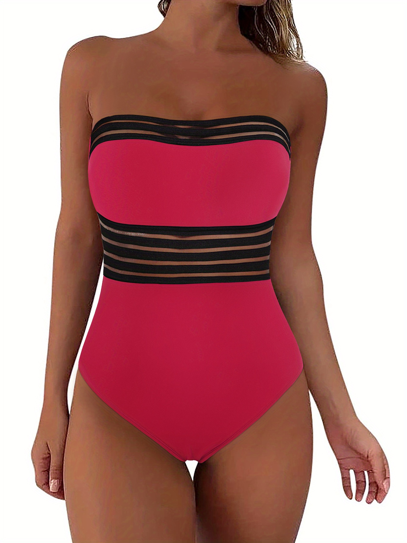 Women s Strapless Swimsuits Tummy Control Swimwear Halter Slimming Bathing Suits Monokini