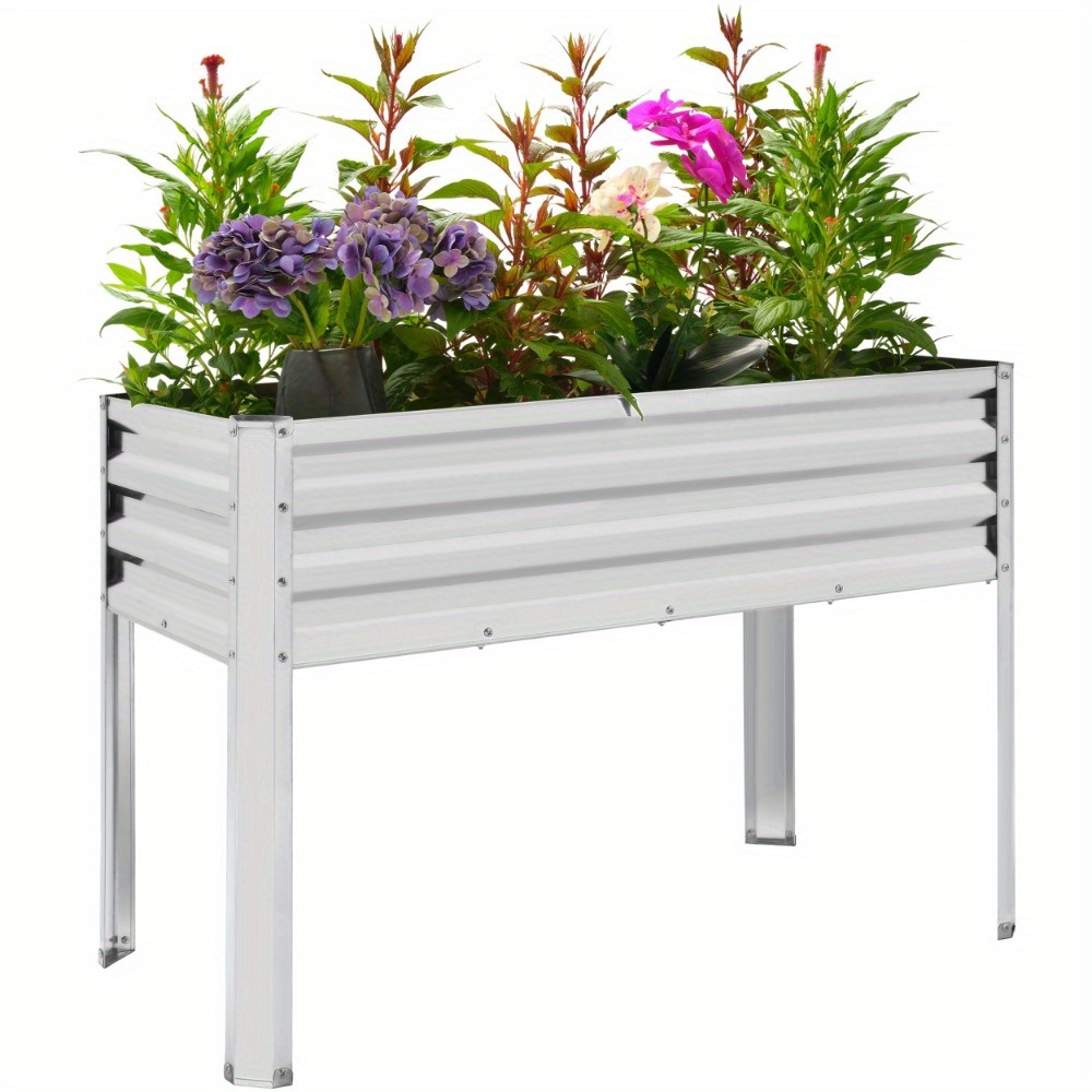 

Galvanized Raised Garden Bed With Legs - Metal Elevated Raised Planter Box For Vegetables Flowers Herbs, Garden Boxes Outdoor For Backyard, Balcony, Patio, 48 X 24 X 32 In, Silver