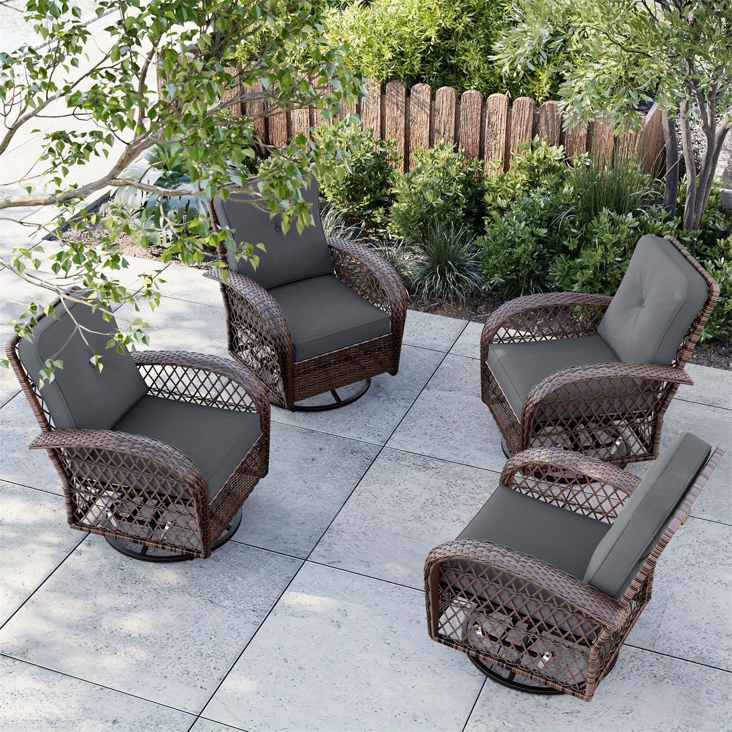 pieces 360 degree glider wicker furniture set outdoor Temu