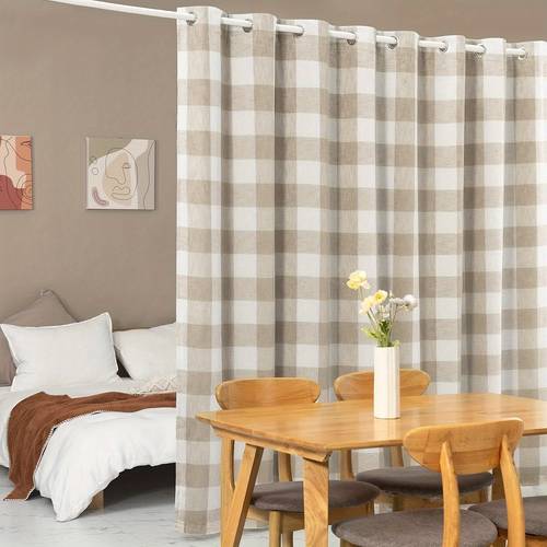 1 blackout curtain thermal insulated grommet layer sliding door design beige and white pattern ideal for living room or bedroom decor curtains for living room