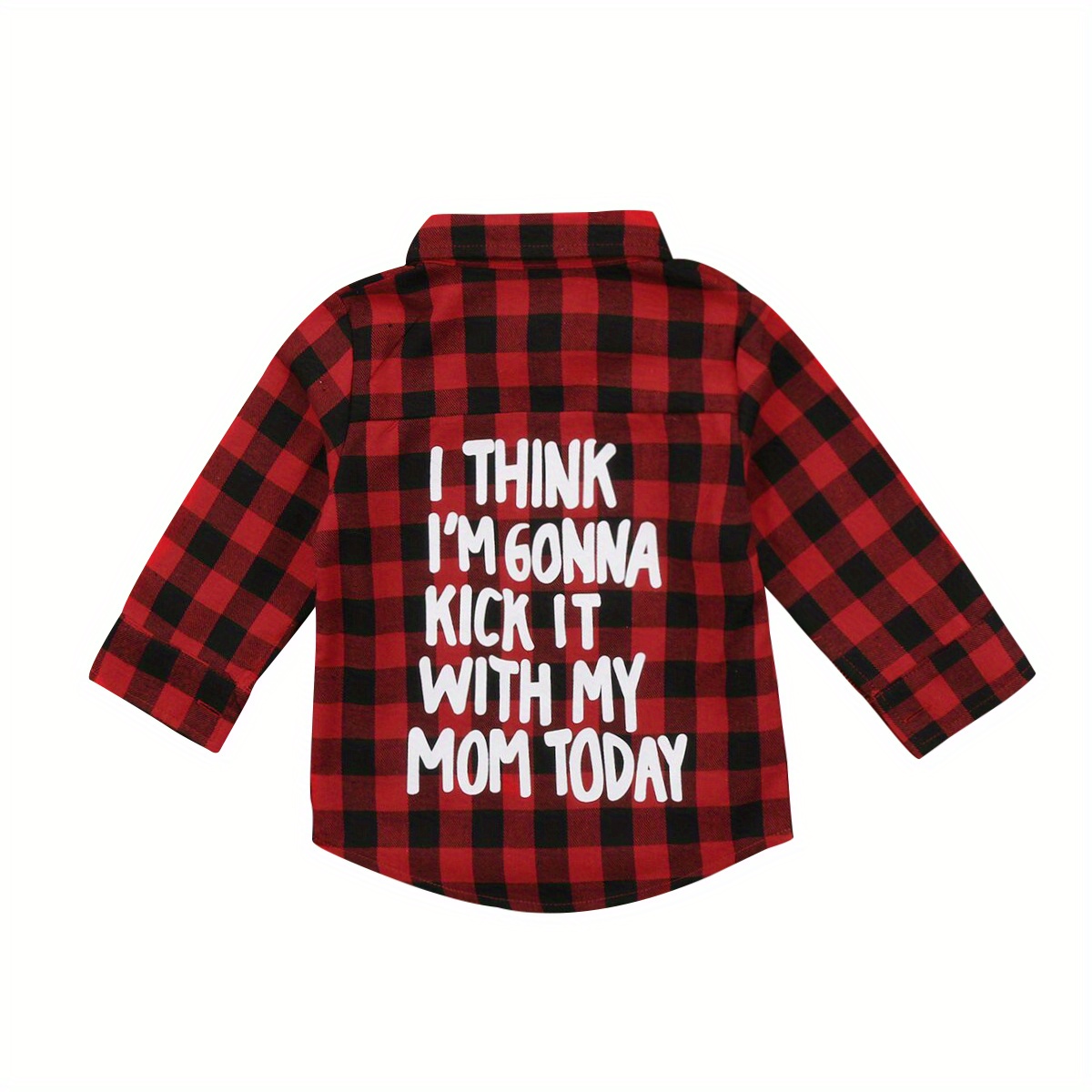 

Toddle Girls Red Black Plaid Shirt Long Sleeve Casual Loose Letter Print Blouse