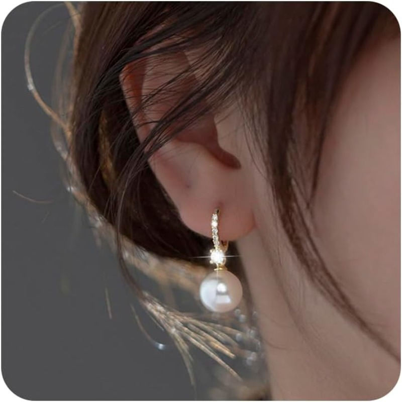 

Pearl Earrings For Women14k Gold Plated Hypoallergenic Pearl Earrings 5a Cubic Zirconia Dangle Earrings Elegant Jewelry For Gifts